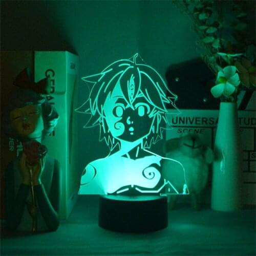 Acrylic Night Light Lamp Manga The Seven Deadly Sins Gadget for Home Room Decorative Light Meliodas Figure Kids Table Lamp Gift