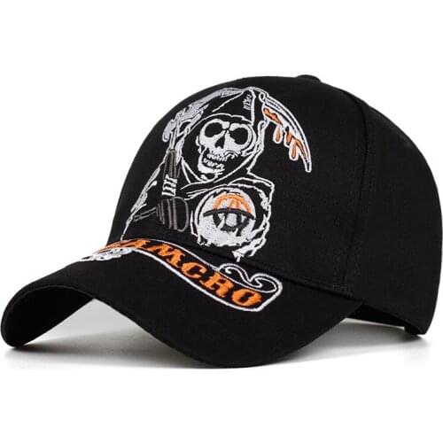 New Spring Autumn Cotton Woman Man Skull Pirate Embroidery Street Trend Breathable Curved Brim Hip Hop Punk Baseball Dad Cap