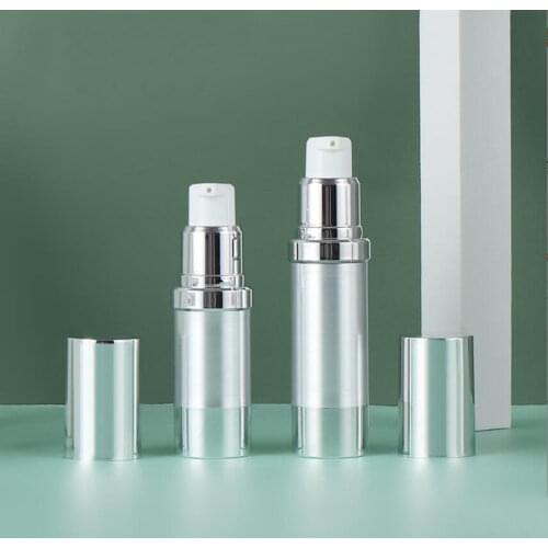 15ml silver airless bottle with UV silver pump and bottom silver lid lotion bottle used for Cosmetic Container