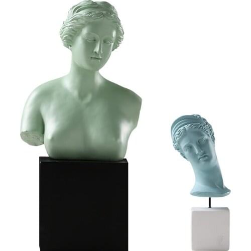 Black Color Base Venus Bust Resin The Bust of Venus Statues Sculptures Nordic Pendulum Creative Portrait Decoration