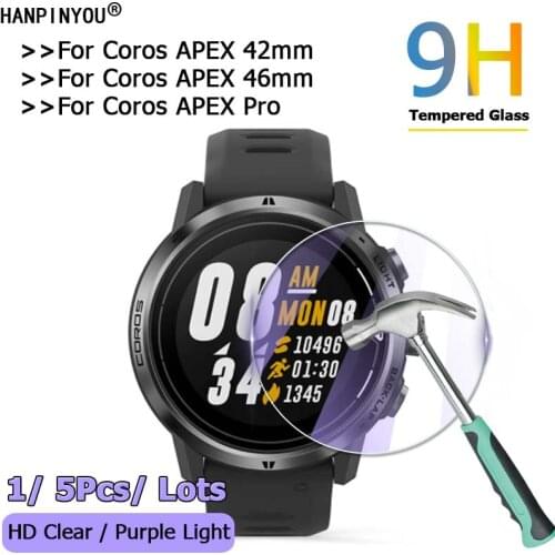 For Coros APEX 42mm 46mm / Apex Pro Sport Watch Ultra Clear / Anti Purple Light 2.5D Tempered Glass Film Screen Protector Guard
