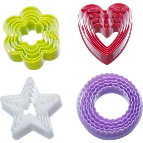 Facemile 20PCS Fondant Cake Slicer Frame Cake Mold Heart Star Flower Shape Edge Cutter Cookies Maker Kitchen Decor Set ZH066