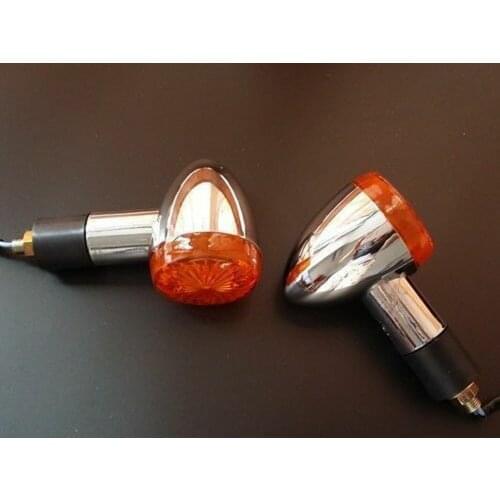 Chrome Amber Bullet Turn Signal Lamp For Harley Honda Kawasaki Yamaha Suzuki VT