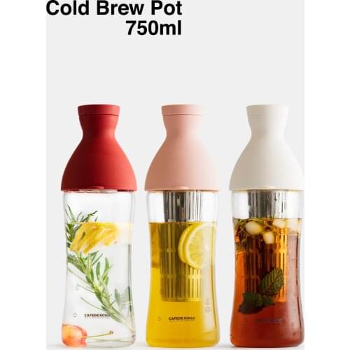 Cold Brew Pot 750ml Filter In Cold Brew Coffee Bottle Glass Coffee Maker Cold Extraction Mixing Ground Coffee with Cool Water