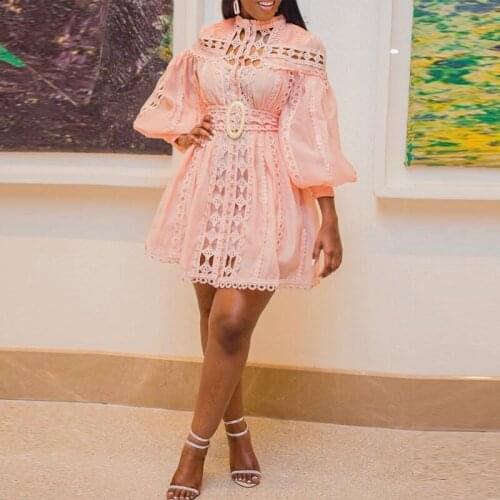 Cocktail Dresses Hollow Out Lantern Sleeves Dresses Elegant Evening Party Dress Wedding Evening Dress Formal Dresses Female