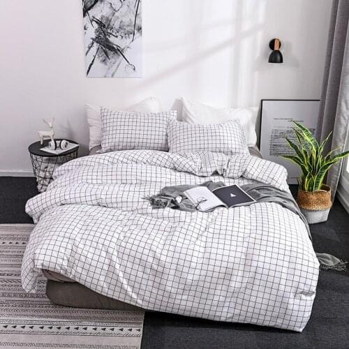 Black White Simple Geometry Print Bedding Set Cotton Polyester Duvet Cover Pillowcase 3pcs Set Family Bedding Twin/Queen/King