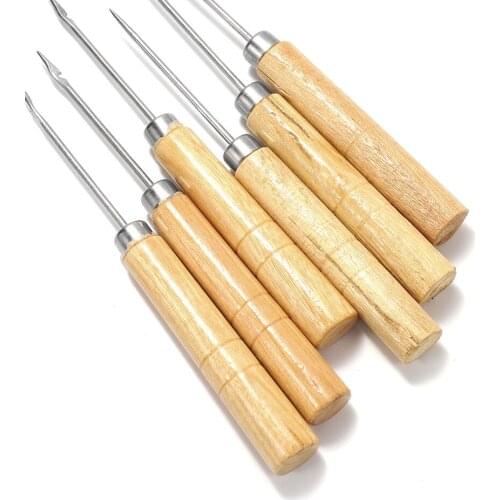 2pcs/lot Wooden Handle Sewing Awl Hand Cone Stencils Repair Bracelet Leather Craft Stitch Needle for Jewelry Making Tool Supplie