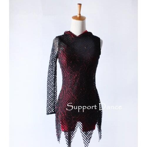 Big Mesh Jazz Modern Dance Costume With An Attached Shorty Unitard 2-piece Contemporary Dancewear C335