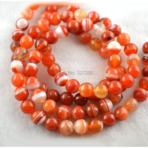 Orange Color Natural Stone Round Beads 6 ~ 12mm DIY Jewelry Making Beads 5 Strand/lot