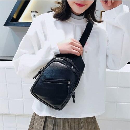 Small Chest Waist Bag Women Black PU Leather Fanny Pack Soft Packs for Women Sports Travel Bag Shoulder Women Bag Fashion Purses