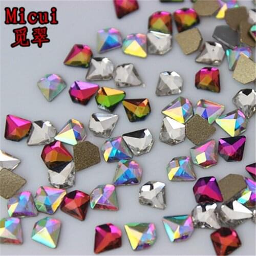 Micui 50PCS 5mm Shield Shape Non HotFix Flatback Crystals Glass Rhinestones Nail Rhinestone Stone For DIY Clothes Applique ZZ712