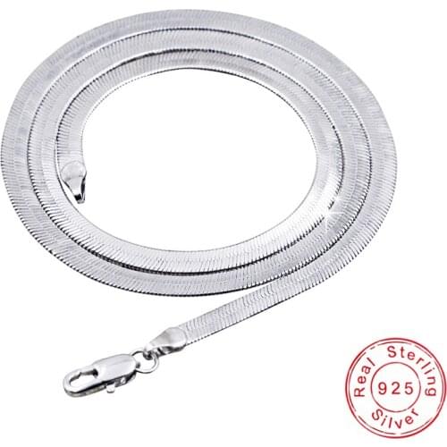 Fashion Hot Sale Punk Clavicle Necklace 925 Sterling Silver Simple Collar Necklaces Flat Snake Chain For Women&Man Jewelry Gifts