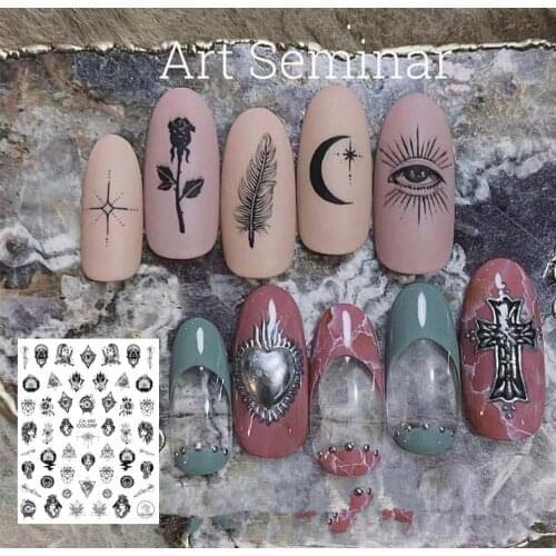 CA SERIES punk heart black eyes CA-486 3d nail art stickers decal template diy nail tool decorations
