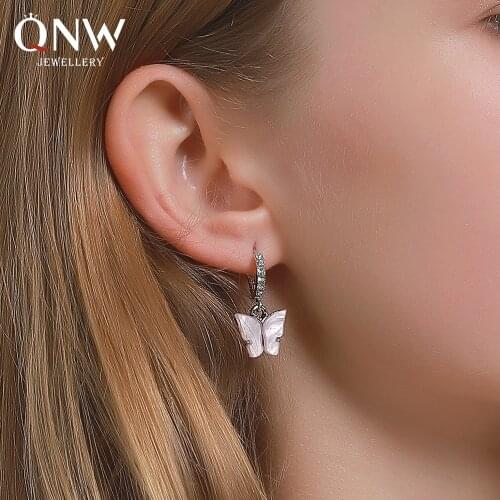 New Sweet Colorful Crystal Set Butterfly Earrings for women Korean Hipster Colorful Acrylic fashion erarings wholesale jewelry