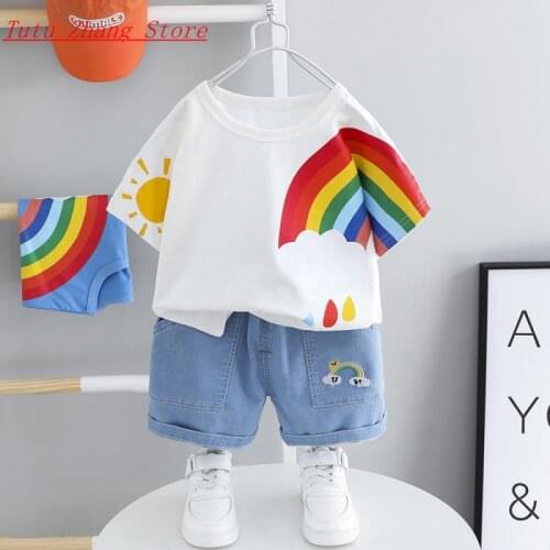 Apparel Baby Clothes For Girls Boys Clothing Summer Short-sleeved Suit 1 2 3 4 Children Kids' Cotton Boy Summer Two-piece NEW