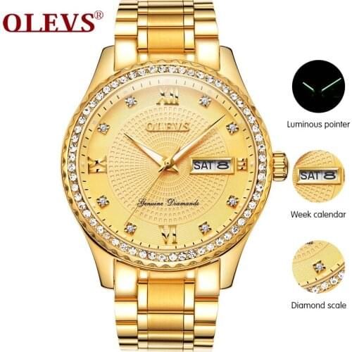 OLEVS Mens Watch Golden Men Watches TOP Brand Luxury Gold Big Man Quartz Wrist Watch Fashion Chronograph Wristwatch 2020 New