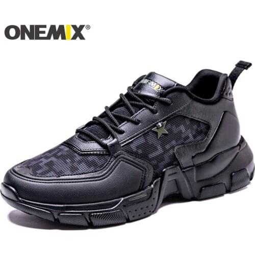 ONEMIX Man Outdoor Hiking shoes Breathable Anti-skid Windproof Sports Shoes black travel Sneakers Comfortable Trekking Shoes