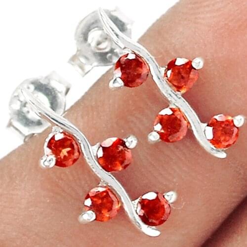 Genuine Garnet Earrings, 100% 925 Sterling Silver, 2.1g, ER2150-G, New