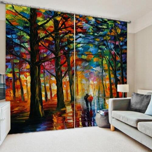 Customized size Luxury Blackout 3D Window Curtains For Living Room forest curtains painting 3d stereoscopic curtains