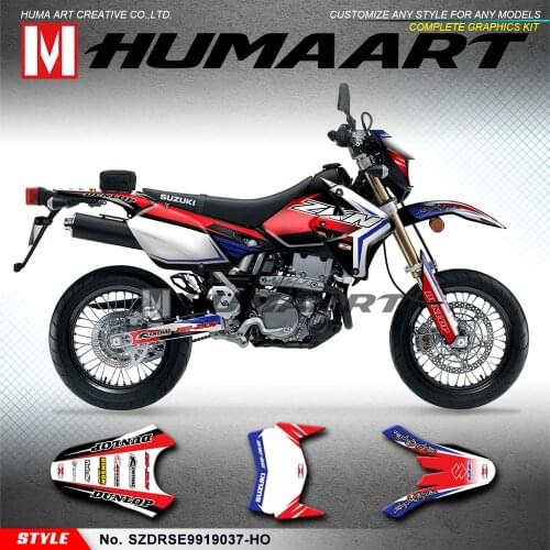HUMAART Custom Graphics Vinyl Decals Sticker Kit for DRZ400SM 1999 2000 2001 2002 2003 to 2019, Blue Red