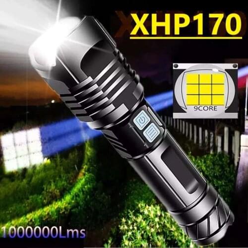 1200M XHP170 Most Powerful Led Flashlight 9 Core Usb Zoom Tactical Torch XHP90 Rechargeable 18650 Flash Light Hunting Hand Lamps