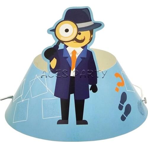 8pcs Party Cap Hat With Elastic Band Supplies For Kids Children Detective Secret Agent Spy Theme Birthday Decoration