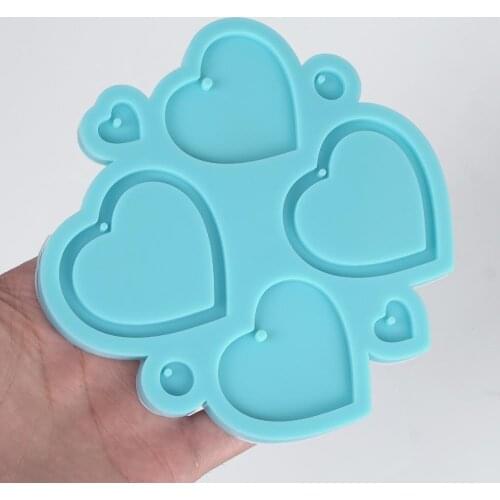 1 Piece Silicone Heart Earrings DIY Mold For Epoxy Resin Heart Shaped Jewelry Earrings 10340350