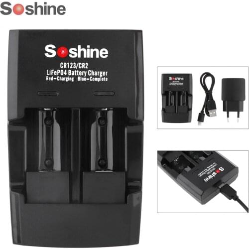 Soshine High Quality Li-FePO4 RCR 123 / CR2 Battery Intelligent Safe Rapid Charger for Batteries