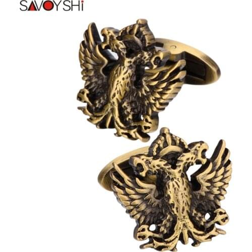 SAVOYSHI 2 colors available Shirt Cufflinks for Mens High quality Vintage Metal Double-headed eagle Cuff links Brand Jewelry