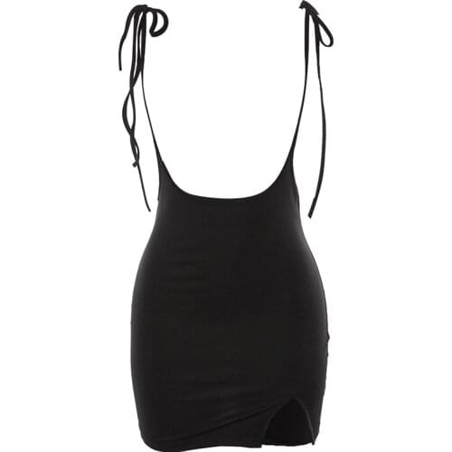 Women Black Overalls Dress For Summer Female Casual Slim Adjustable Strap Sundress Fashion Long Strap Split Fork Dresses