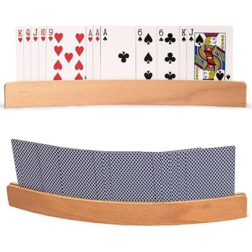 1pc Wooden Hands-Free Playing Card Holder Board Game Poker Seat Lazy Poker Base