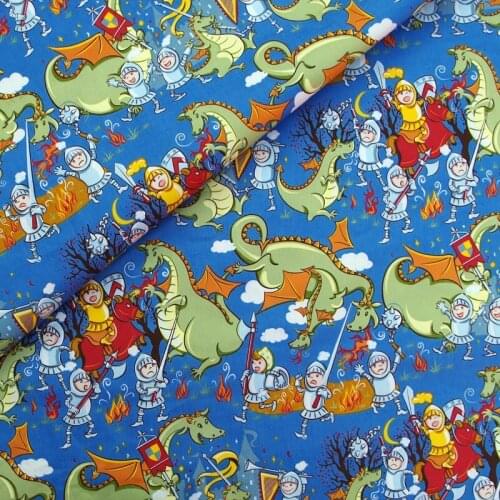 155 - Cotton Woven Fabric - Cartoon Character on white