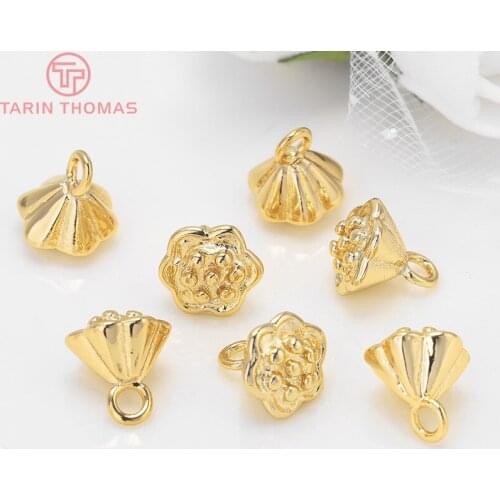 12PCS 8x9MM Hole 2MM 24K Gold Color Plated Brass Lotus Lotus Seeds Charms High Quality Diy Jewelry Accessories