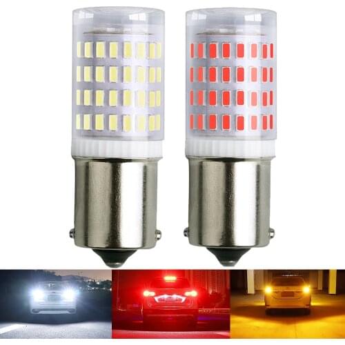 2pcs Signal Lamp P21w Led Ba15s 1156 BAY15D P21/5W 1157 Bulb 3014 80SMD 1500LM Turn Brake Backup Light 12V White Red Amber 6000k