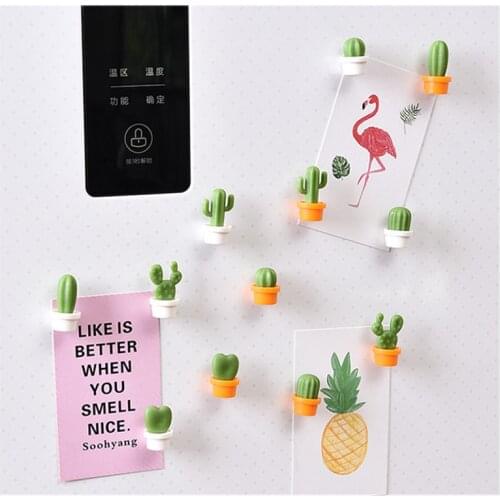 3D Fridge Magnets Cute Succulent Plant Magnet Button Cactus Refrigerator Message Sticker Home Decor Kitchen Accessories 6PCS