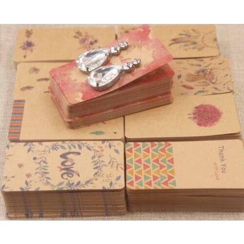 50pcs new Mulit styles Dreamcatcher jewelry earring tag white/kraft flower earring tag DIy Thank you love earring display tag