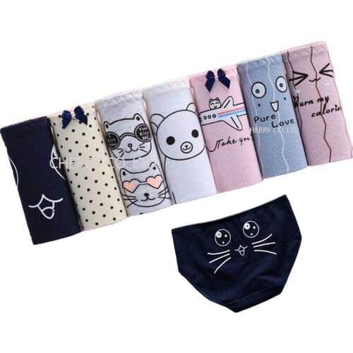 7 Pcs/lot Cotton Panties Womens Underwear Briefs Sexy Lingeries Cotton Brief Girls Panties Womens Intimates Underwear Ladies