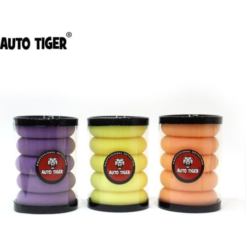 AUTO TIGER Super Soft Microfiber Car Wax Applicator Thickened Round Waxing Sponge For Car Waxing And Polishing