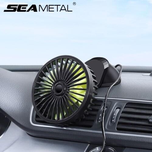 12V USB Car Fan in the Car Summer Cooling Fan Auto Dashboard Seat Headrest High Speed Double Head Fan Air Circulation Accessori