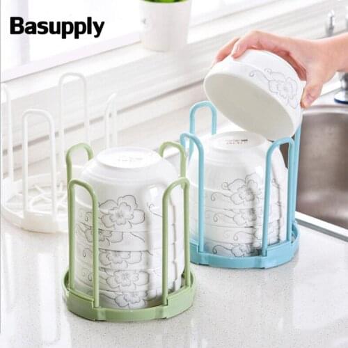 Basupply 1Pc Bowls Rack Drain Water Organizer Dish Rack Kitchen Storage Rack Bowl Holder Canteen Kitchen Supplies Good Helper