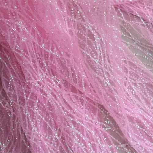 Bronzing Glitter Champagne Gold Pink Mesh Lace Fabric DIY Wedding Dress Background Decoration Sewing Accessories