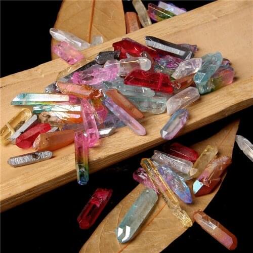 18 Colors Natural Quartz Crystal Stick Beads Top Drilled Plated Crystal Loose Spike Point Bead for DIY Jewelry Making Wholesale