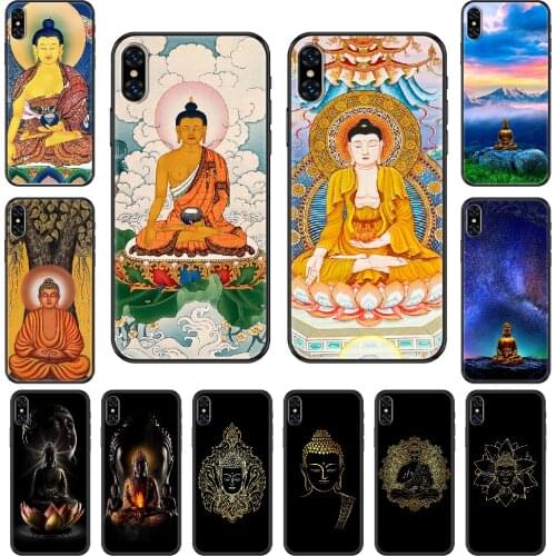 Art Shakyamuni Buddha Phone Case Cover Hull For iphone 5 5s se 2 6 6s 7 8 12 mini plus X XS XR 11 PRO MAX black fashion