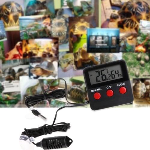Digital Thermometer Hygrometer Pet Reptile Temperature Humidity w/ Remote Sensor