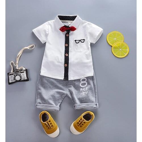 Infant Baby Boys Gentleman Bow Tie T-Shirt Tops+Shorts Clothes Outfits baby boy clothes 2019 New