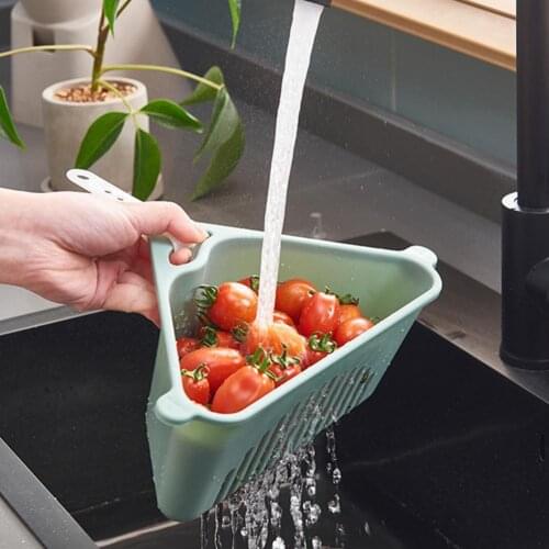 Drain Basket Quick Drainage Multi-use PP Triangle Large Capacity Sink Basket for Kitchen
