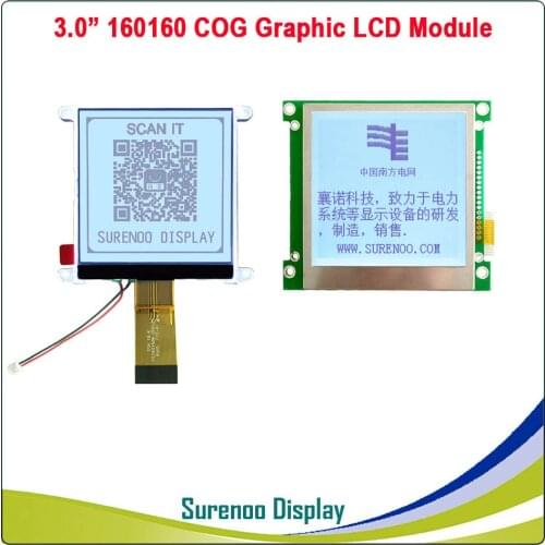 160*160 160160 Graphic Matrix COG LCD Module Display Screen FSTN Positive in White Backlight, Build-in UC1698U Controller