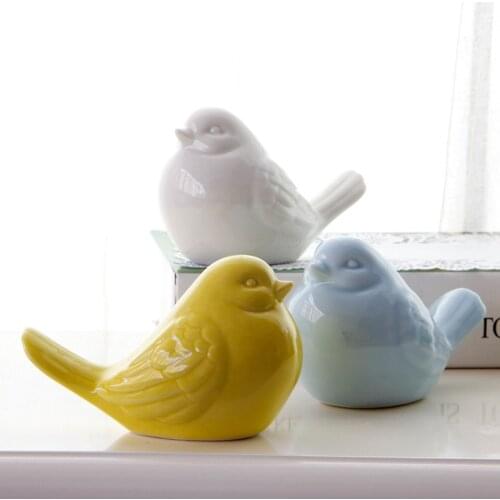 5.1'' Ceramic Magpies Bird Figurines 3 Colors Magpie Ornament Statue Animal Birds Model Home Decor Creative Gift for Kids