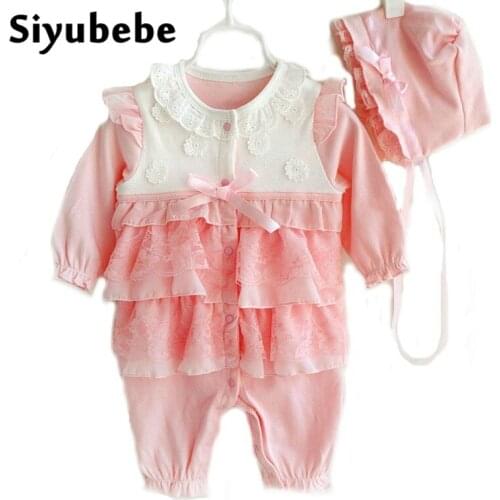 Baby Girls Clothing Sets Infant Newborn Baby Girls Romper With Hat Princess Style Ropa Bebe Jumpsuit Baby Clothes Outfit Set