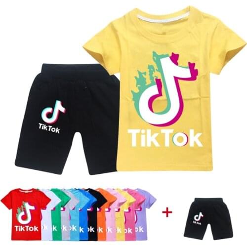 TIK TOK Boys Clothes Set Summer Kids Pants Baby T Shirt Cartoon Shorts Boys Girls Sport Suit Children Clothing Sets